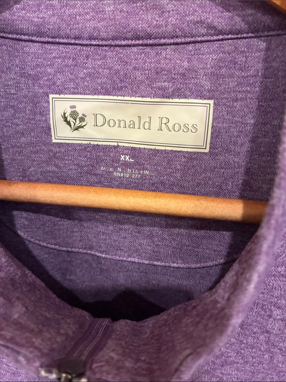 Donald Ross Purple Quarter-Zip Golf Performance Sweater